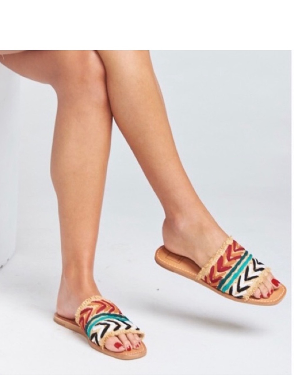 DOLCE VITA Sz 7.5 Corey Natural Raffia Slides Sandals Original $120 Exc Cond